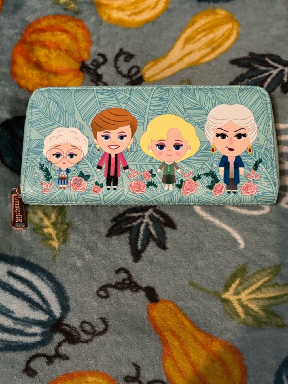 Loungefly Golden Girls Character Zip Wallet - Teal Floral Design